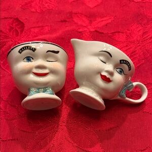 Set of Vintage 1996 limited edition Baileys Winking Face creamer and sugar bowl